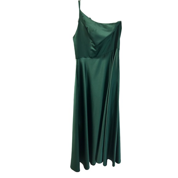 Waterfall Satin Gown Dark Green 1 main image 1
